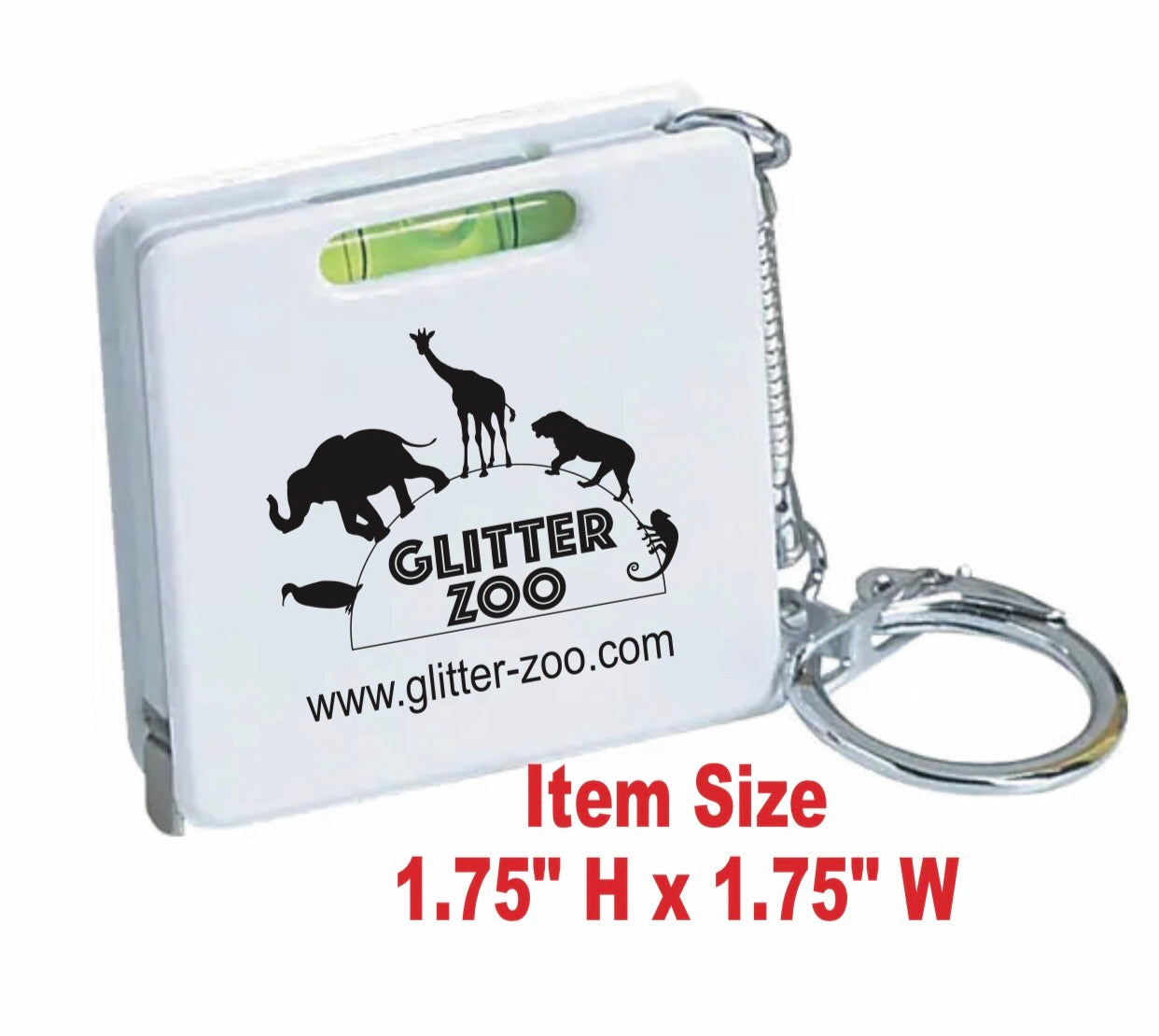 3ft Keychain Tape Measure w/Level – Glitter Zoo